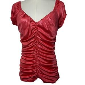 VTG 90s Studio Y Ruched Sides Coral Size M Whimsy Y2K